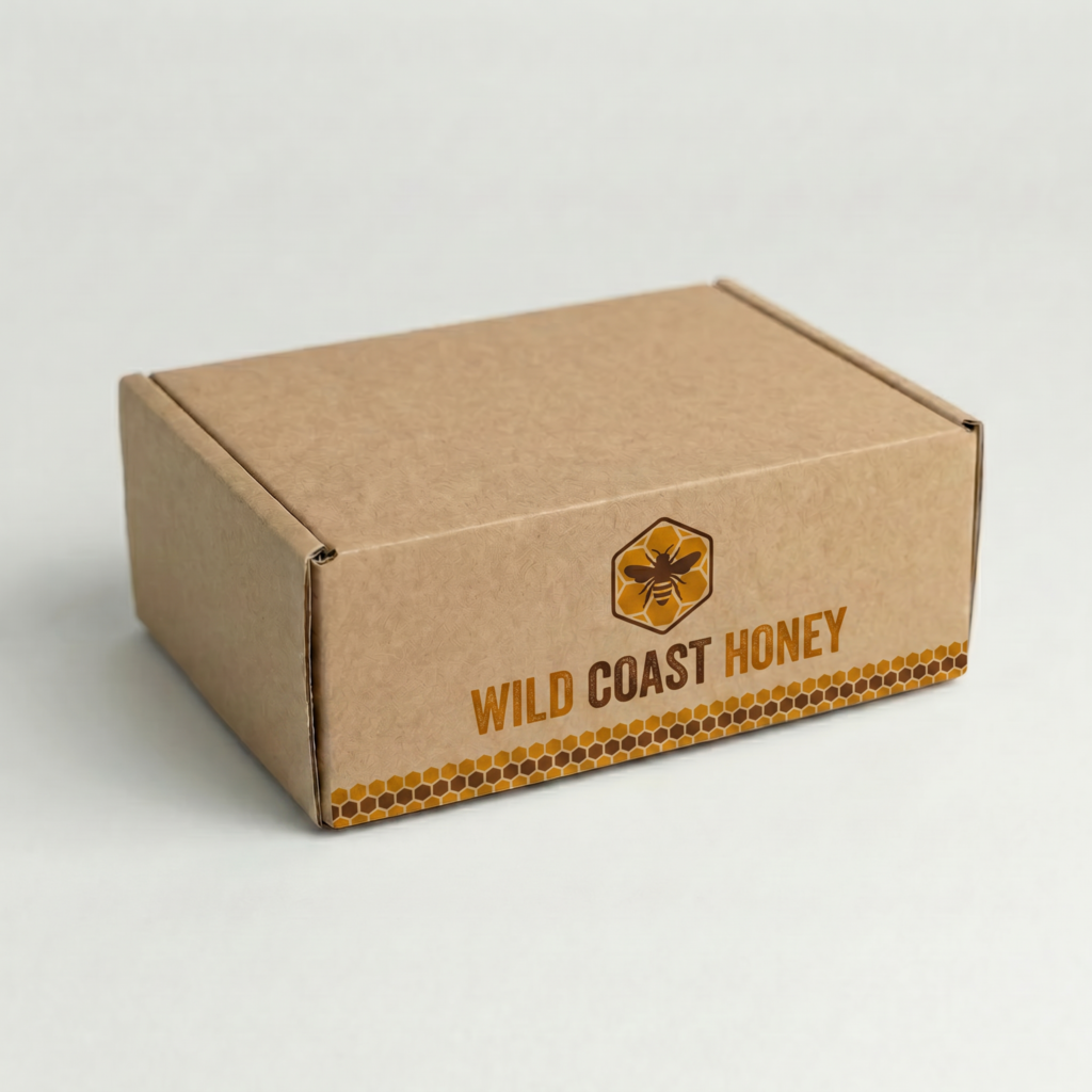 A5 Self-Locking Mailing Box | 2mm Recycled Brown | 225L x 155W x 75H (mm) — printed