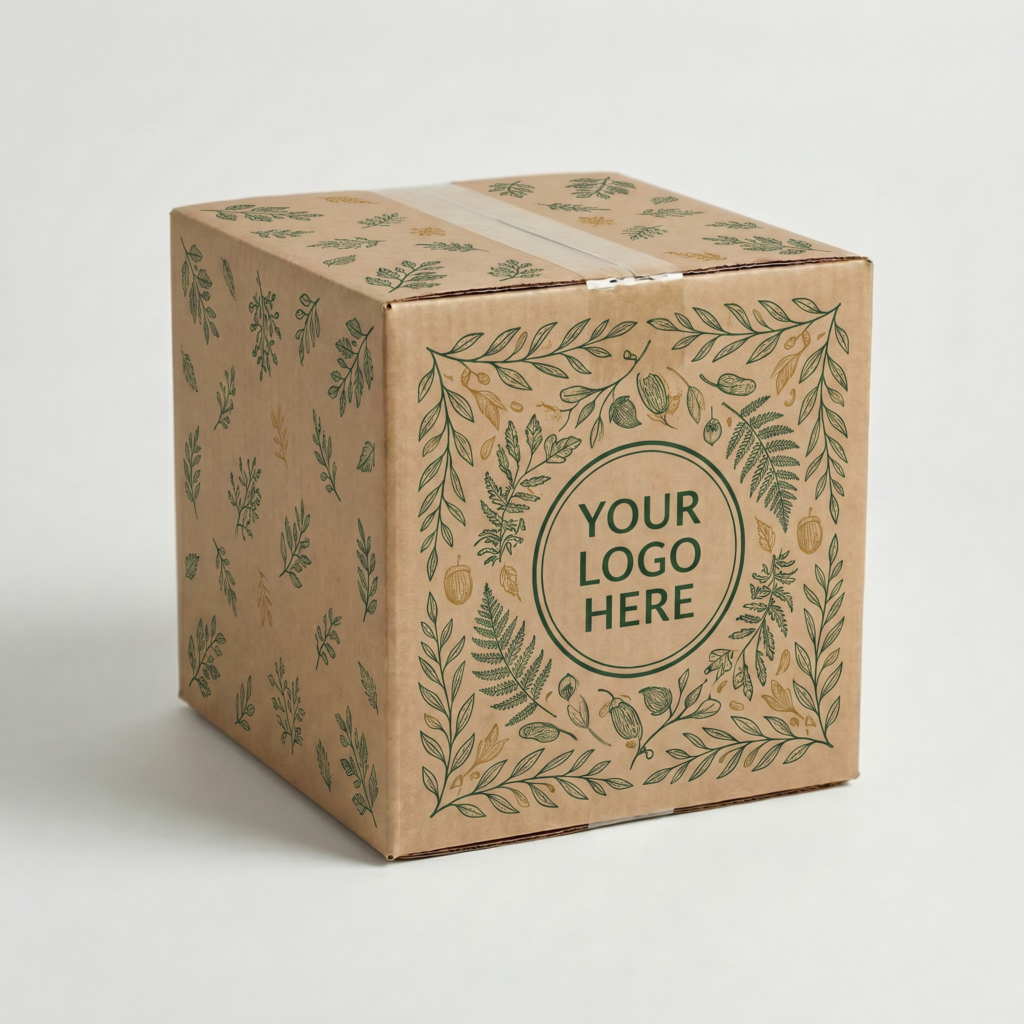 Square Cardboard Box (150mm Cube) | 3mm Kraft Brown | 150L x 150W x 150H (mm) — printed